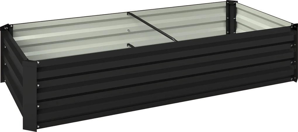 Outsunny Jardinieră dreptunghiulară pentru grădină din oțel galvanizat, margine de siguranță și fund deschis 150x70x30cm gri închis | Aosom Romania