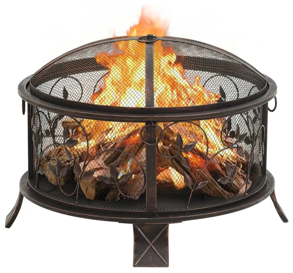 311891 vidaXL Vatră de foc rustică, cu vătrai, 67,5 cm, oțel, XXL