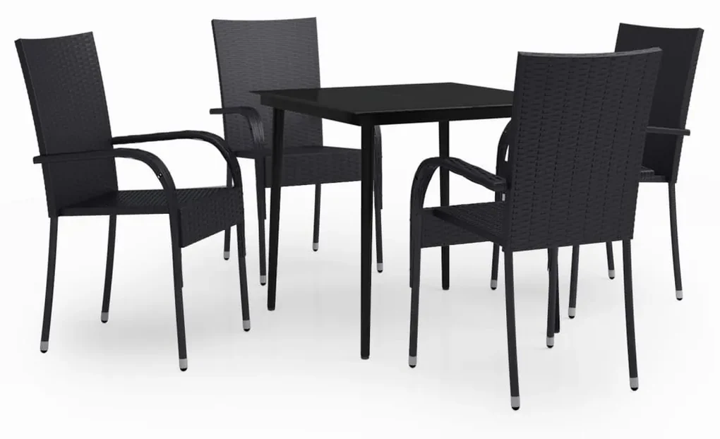 3099396 vidaXL Set de servit masa pentru grădină, 5 piese, negru