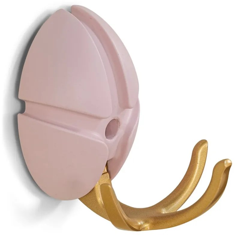 Cârlig roz deschis/auriu de montat pe perete din plastic Tick – Spinder Design