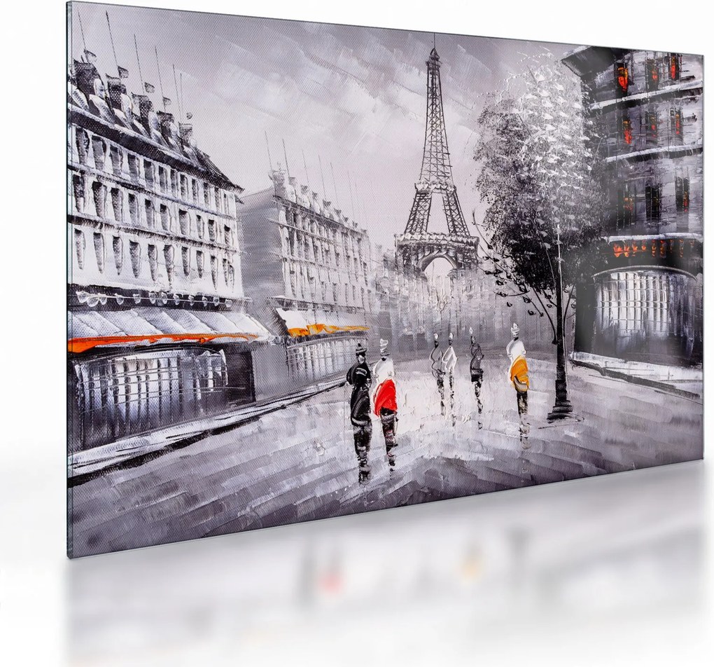 Tablou pe sticlă - Pictură în ulei, Paris (70x50 cm)