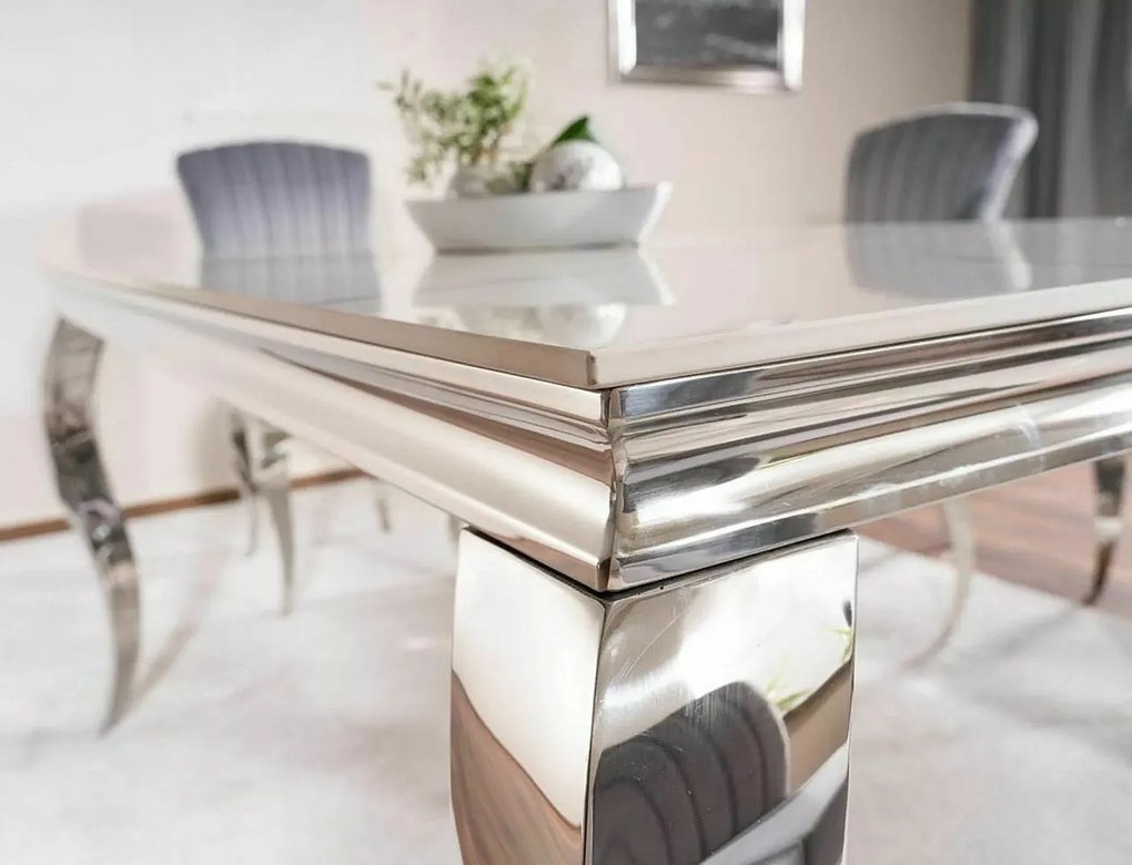 Masa Prince Ceramic Calacatta alb/crom L180xl90 cm