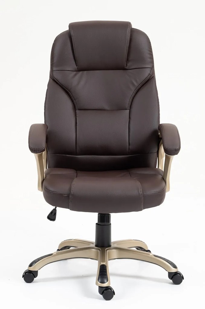 Scaun directorial, recliner, pivotant, inaltime reglabila, piele PU, Maro Inchis