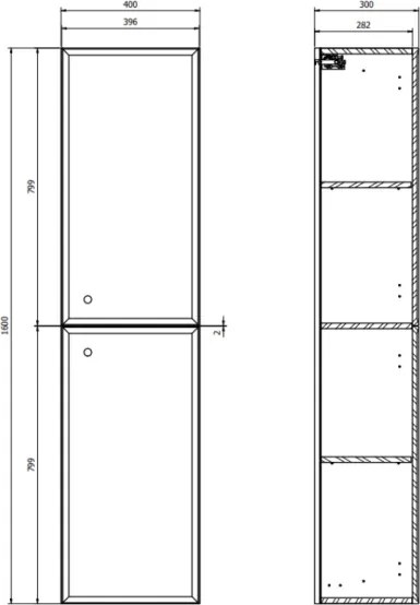 Cersanit S1021-010 - Dulap suspendat pentru baie MILLE, 160x40 cm, alb mat