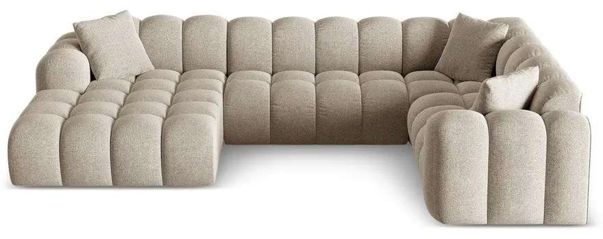 Colțar maro deschis cu tapițerie din chenille (cu colț pe partea dreaptă/în formă de "U") Treno – Cosmopolitan Design