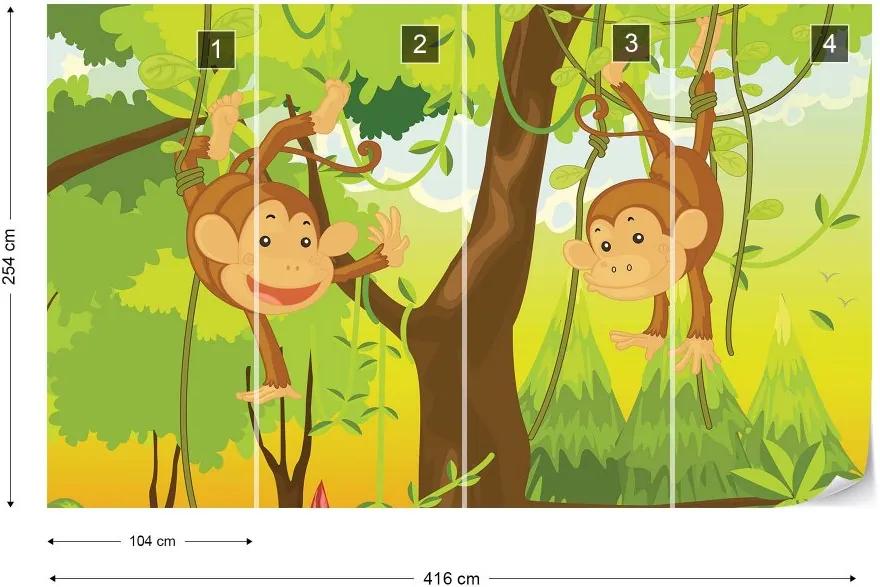 Fototapet GLIX - Jungle Monkeys + adeziv GRATUIT Tapet nețesute - 416x254 cm