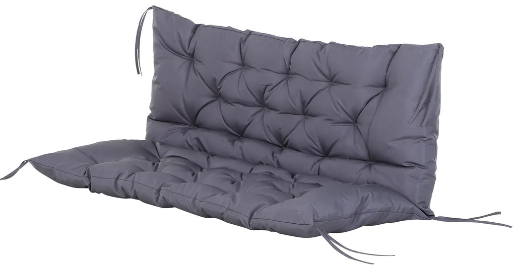 Outsunny Pernă pentru Scaun și Spătar pentru Bancă de Grădină leagăn canapea 2 Locuri Mare Confort 132 x 110 x 10 cm Gri | Aosom Romania