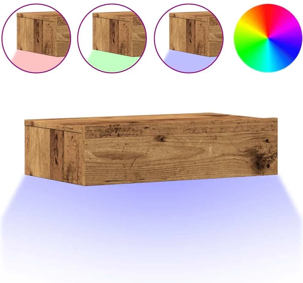 vidaXL Dulap TV cu lumini LED, lemn vechi, 60x35x15,5 cm