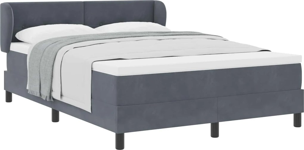 vidaXL Pat cu arcuri cu saltea Gri închis 140 x 190 cm Catifea