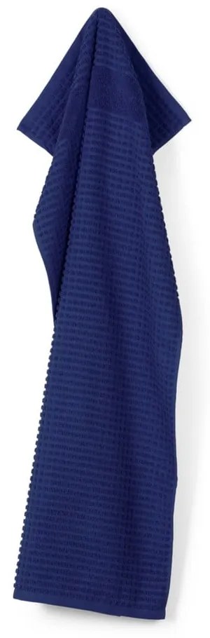 Prosop albastru închis din bumbac organic din frotir 50x100 cm Check – JUNA