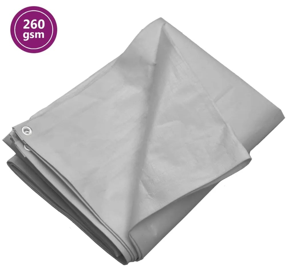 vidaXL Prelată 260 g/m², gri, 3x4 m, HDPE