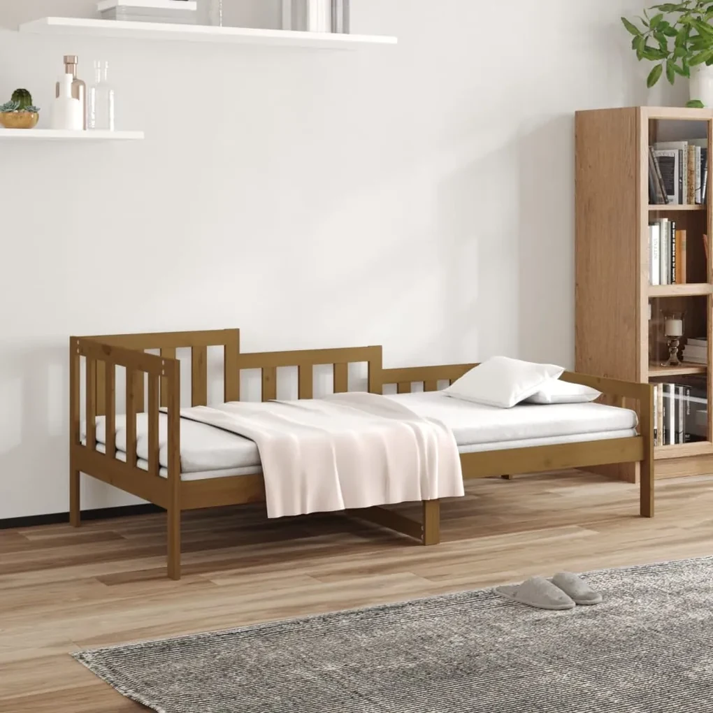 820734 vidaXL Pat de zi, maro miere, 90x190 cm, lemn masiv de pin