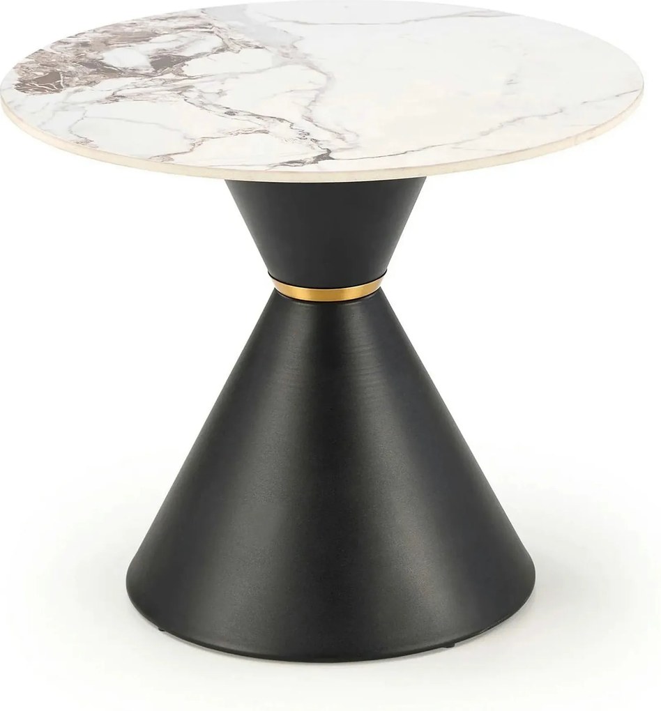 Masuta cafea blat marmura GORETTI S, alb cu efect de marmura/negru/aur