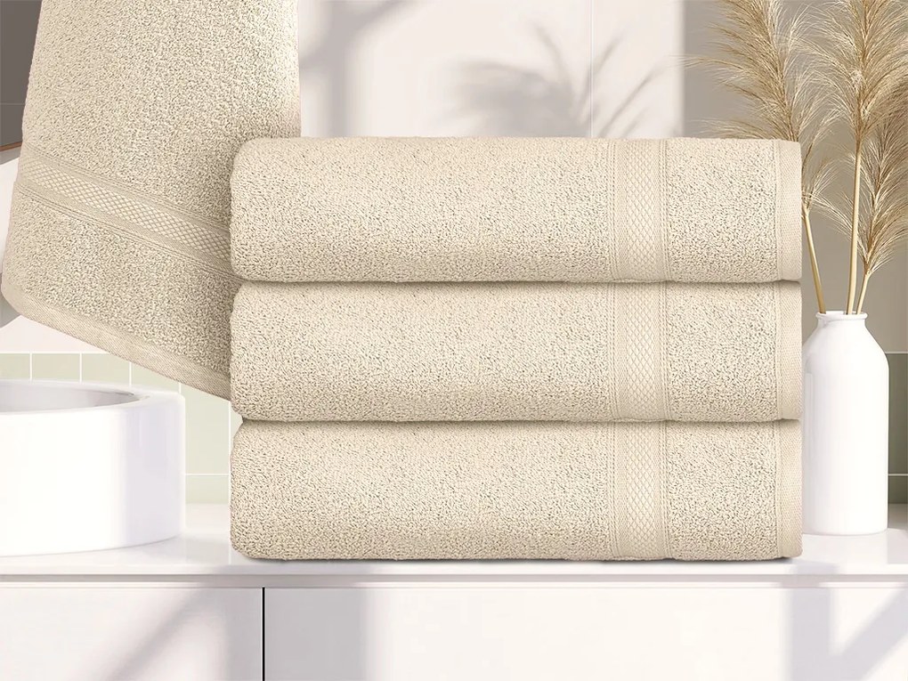1x prosop de baie CLARYSSE ELEGANCE 70x140 cm + 1x prosop de maini CLARYSSE 60x110 cm 100% bumbac, crem