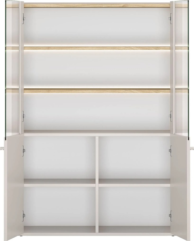 Vitrină cu două uși Elivo 100 cm - cașmir / stejar uleiat