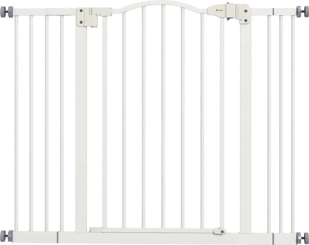PawHut Poartă Extensibilă pentru Câini fără Șuruburi, Poartă de Siguranță Reglabilă, 94-100x78 cm, Alb | Aosom Romania