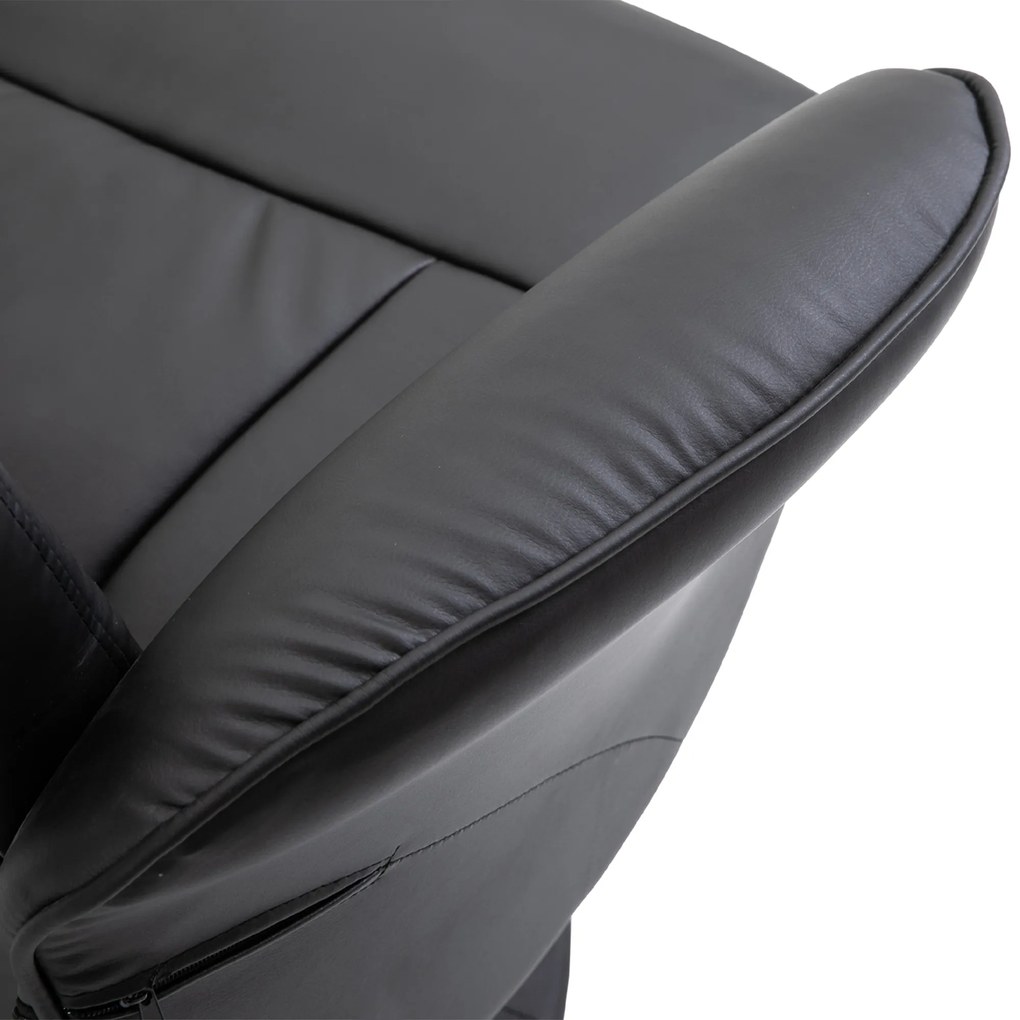 HOMCOM Fotoliu relaxant cu suport pentru picioare fotoliu de relaxare relaxant pivotant 360° și spătar înclinabil pentru TV suportând până la 120 kg material sintetic metal negru | Aosom Romania