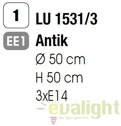 Candelabru design rustic cu 3 brate Vela LU 1531/3 Antik OR