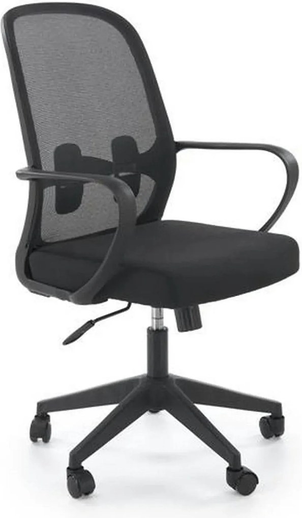 Scaun birou ORCANO, negru, stofa clasica/plastic, 62x65x101/111 cm