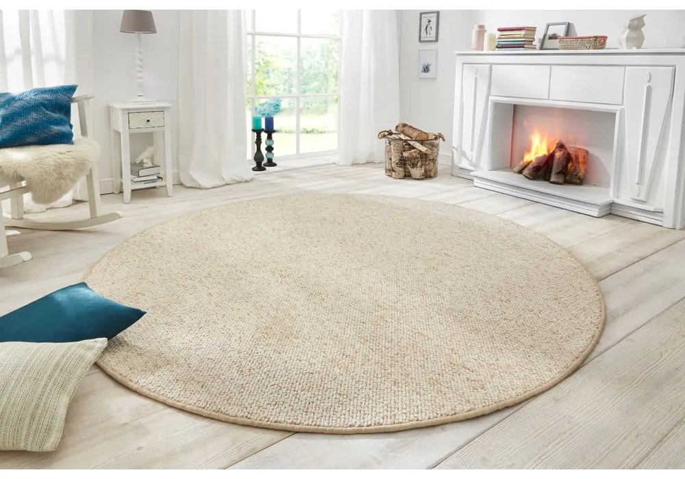 Covor crem rotund ø 200 cm Wolly – BT Carpet