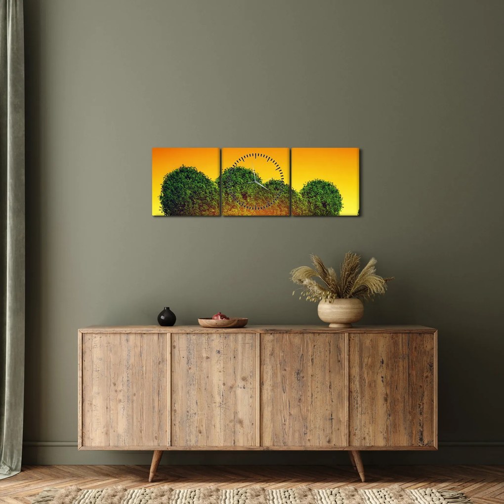Tablou - Inima în coroanele copacilor (cu ceas) (90x30 cm)