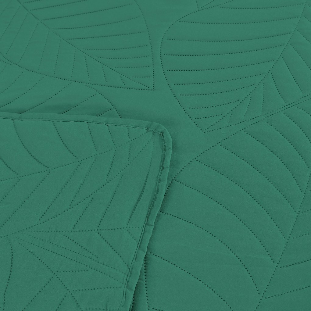 Cuvertura verde pentru pat cu model LEAVES Dimensiune: 200 x 220 cm