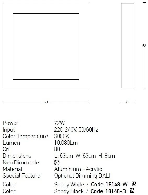 Plafoniera, lustra LED design modern Veru alb nisipos