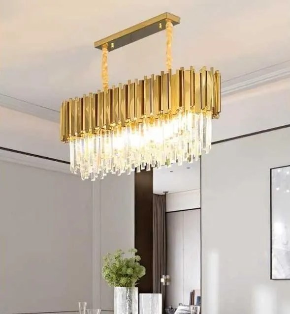 Candelabru Cristal Aliss, Auriu, 80X30cm