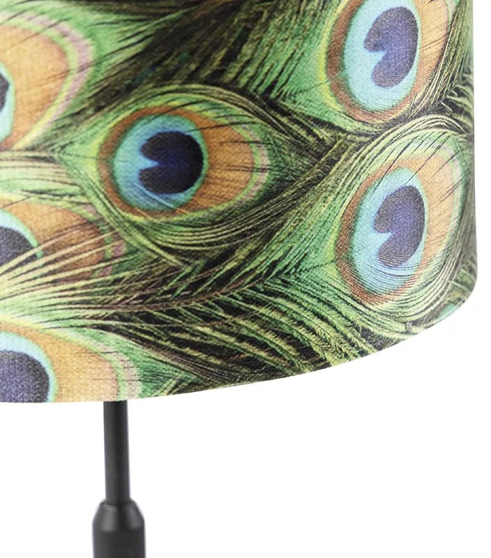 Lampă de masă neagră cu abajur din catifea verde smarald cu auriu 25 cm - Parte