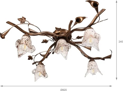 Lustră aplicată ROZETA, 5xE14/40W/230V, bronz