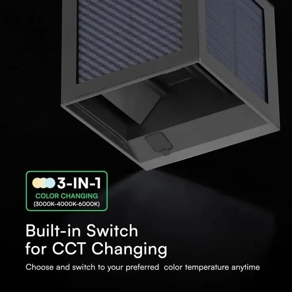 Lampă solară de perete cu senzor LED/9W/3,7V 3000/4000/6000K IP65 2600mAh neagră