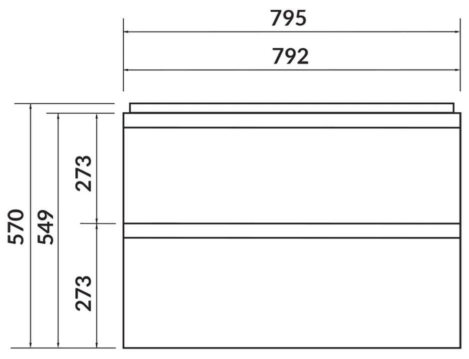 Dulap baie suspendat Cersanit Moduo Slim 80 pentru lavoar incastrabil, alb 800x570 mm, Alb