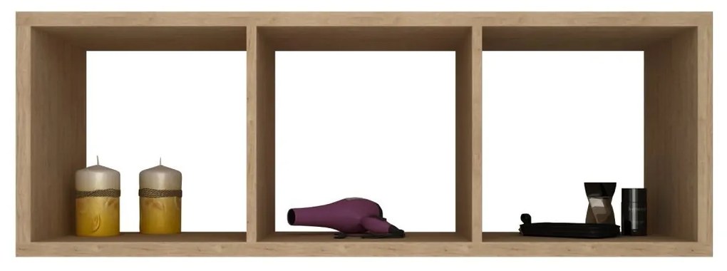 Etajera Lira, 3 Casete, 25mm, Lemn Natural, 113 x 40 x 30 cm