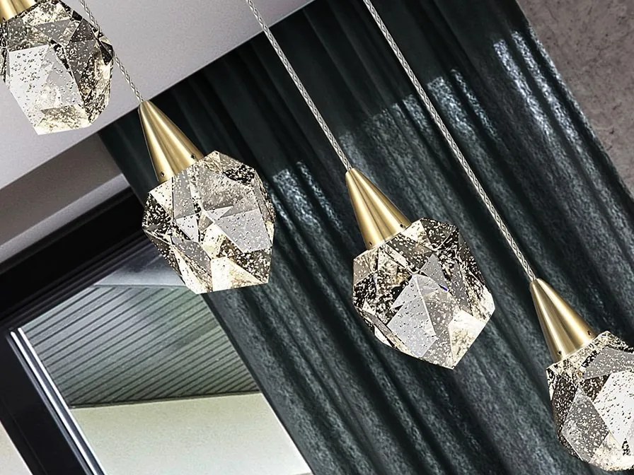 Lustra cu 6 Pendule LED design modern decorativ Aquaria aurie
