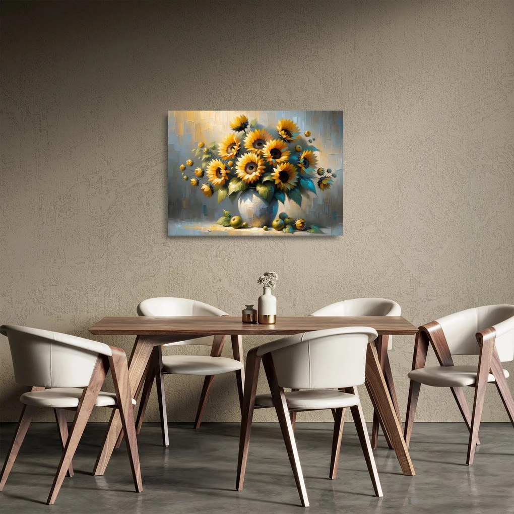 Tablou pe sticlă – Vază cu floarea-soarelui (70x50 cm)