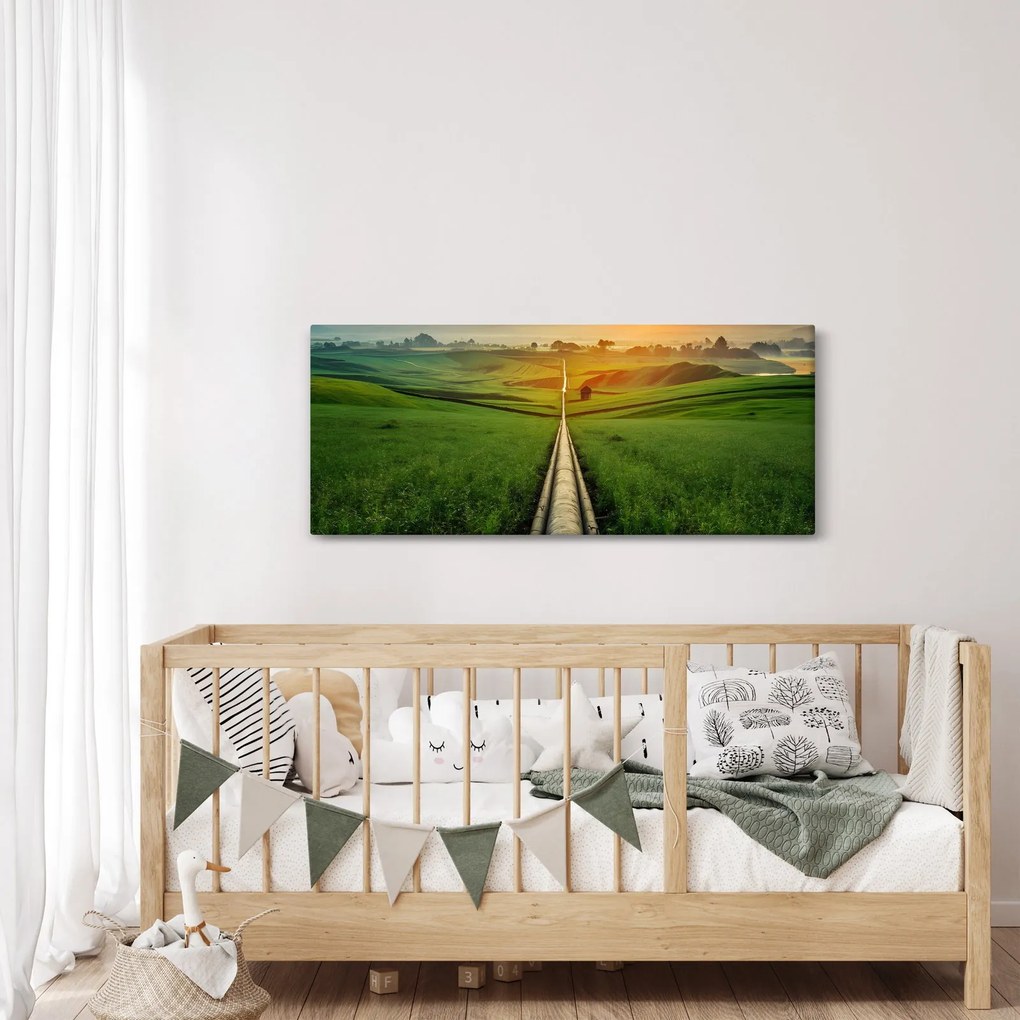 Tablou - Răsărit de soare peste vale (120x50 cm)