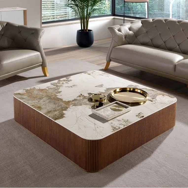 Masuta de cafea deosebita design LUX Walnut-Marble