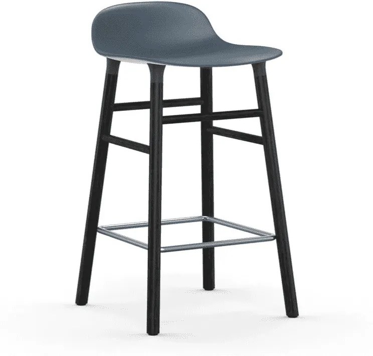 Scaun de Bar Form Albastru cu Picioare din Lemn Negru NORMANN COPENHAGEN - Plastic Albastru Inaltime (77cm) x Latime (43cm) x Dia (42.5cm)