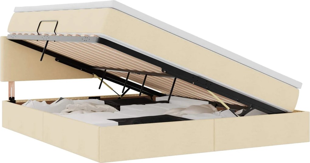 vidaXL Pat cu saltea și spațiu de depozitare Creme 180 x 200 cm