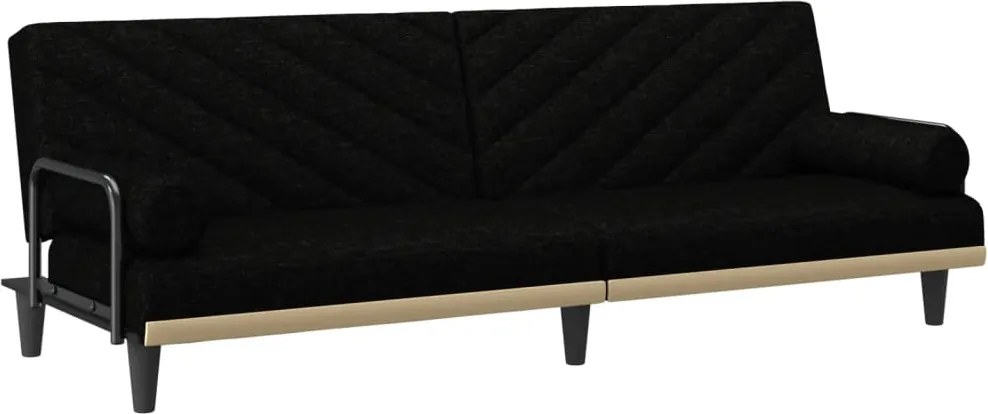 vidaXL Canapea extensibilă cu cotiere, negru, textil