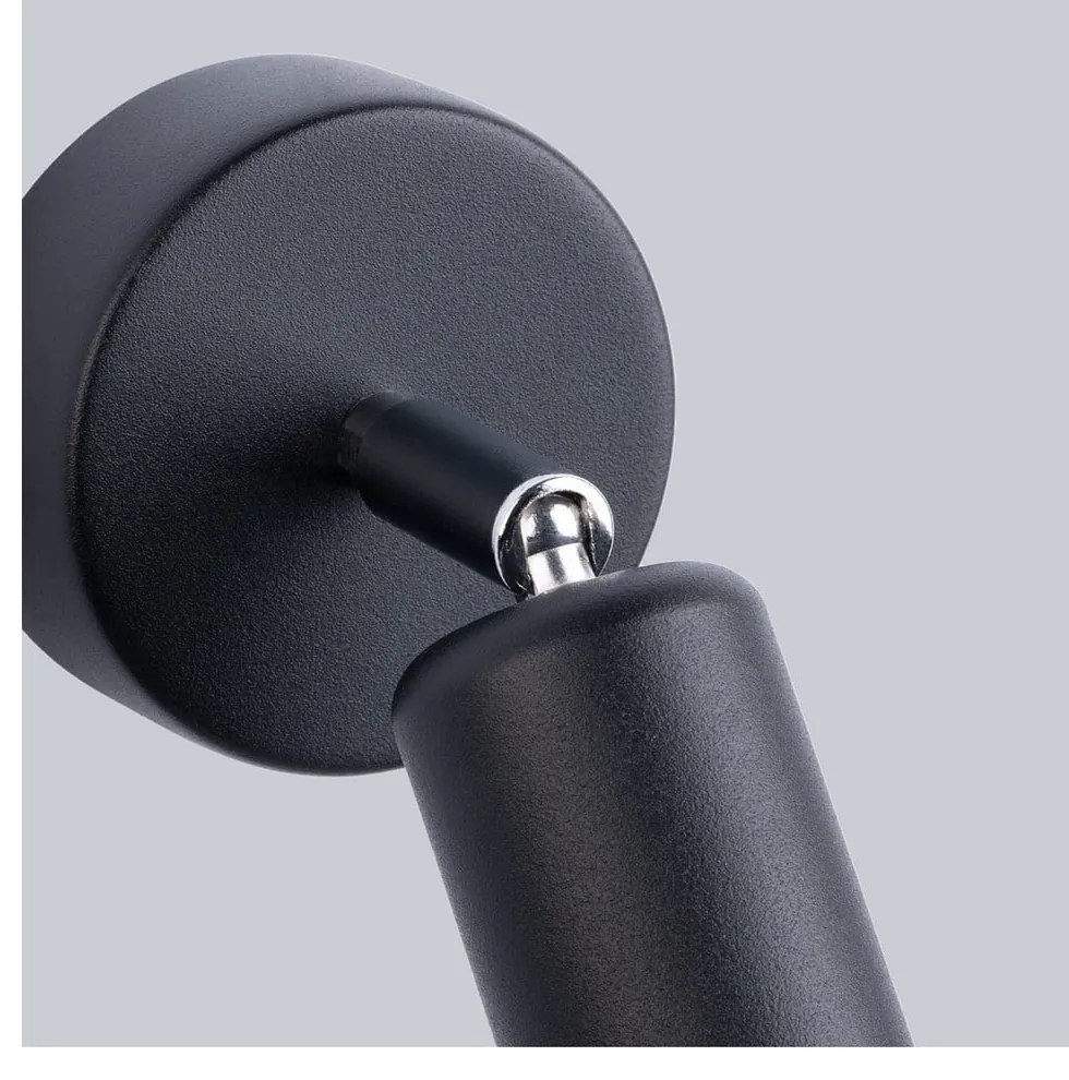 Aplică de perete neagră ø 6 cm Brando – Sollux