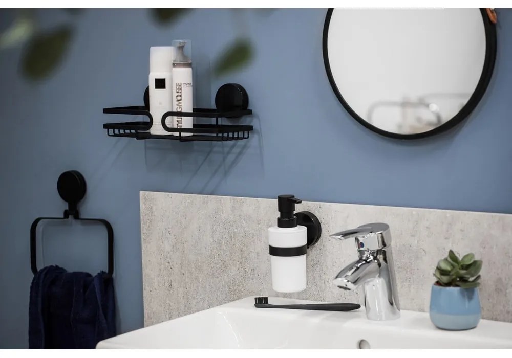 Suport de perete pentru prosop Wenko Static-Loc® Plus, negru