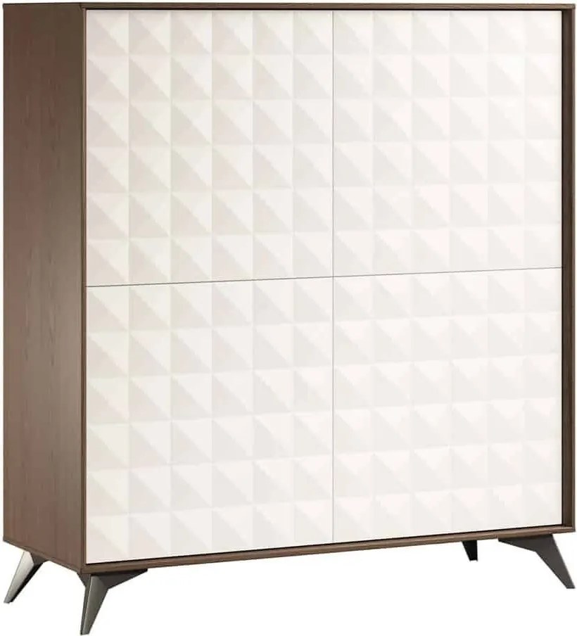 Comodă lemn masiv nuc Zion Crem-, 113 × 43 × 125 cm