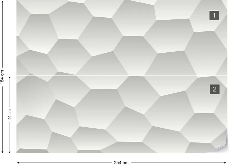GLIX Fototapet - 3D Honeycomb Texture Grey Vliesová tapeta  - 254x184 cm