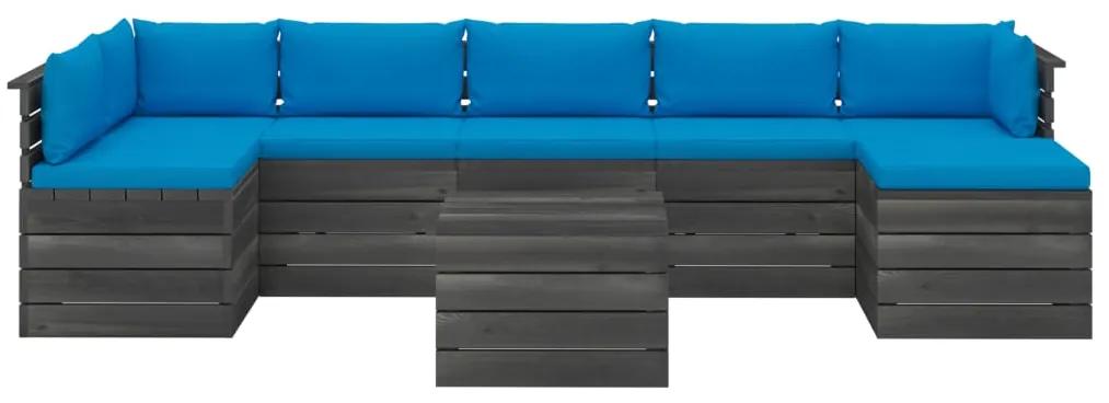 Set mobilier gradina din paleti cu perne, 8 piese, lemn de pin Albastru deschis, 8