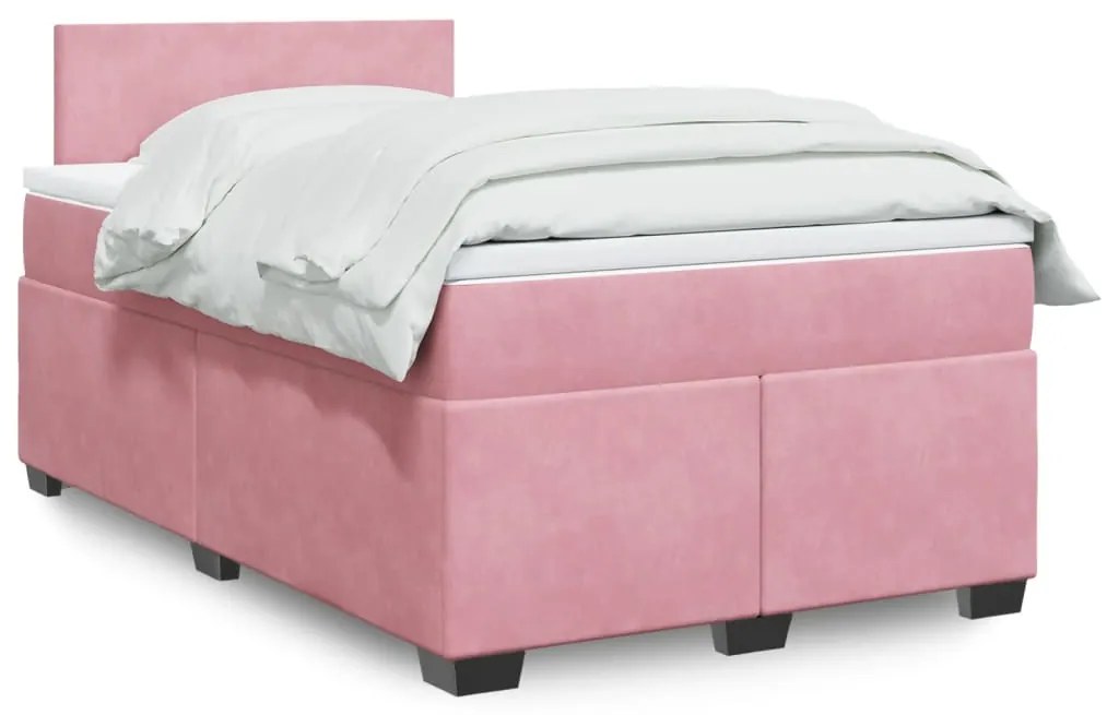 vidaXL Pat box spring cu saltea, negru, 120x190 cm, catifea