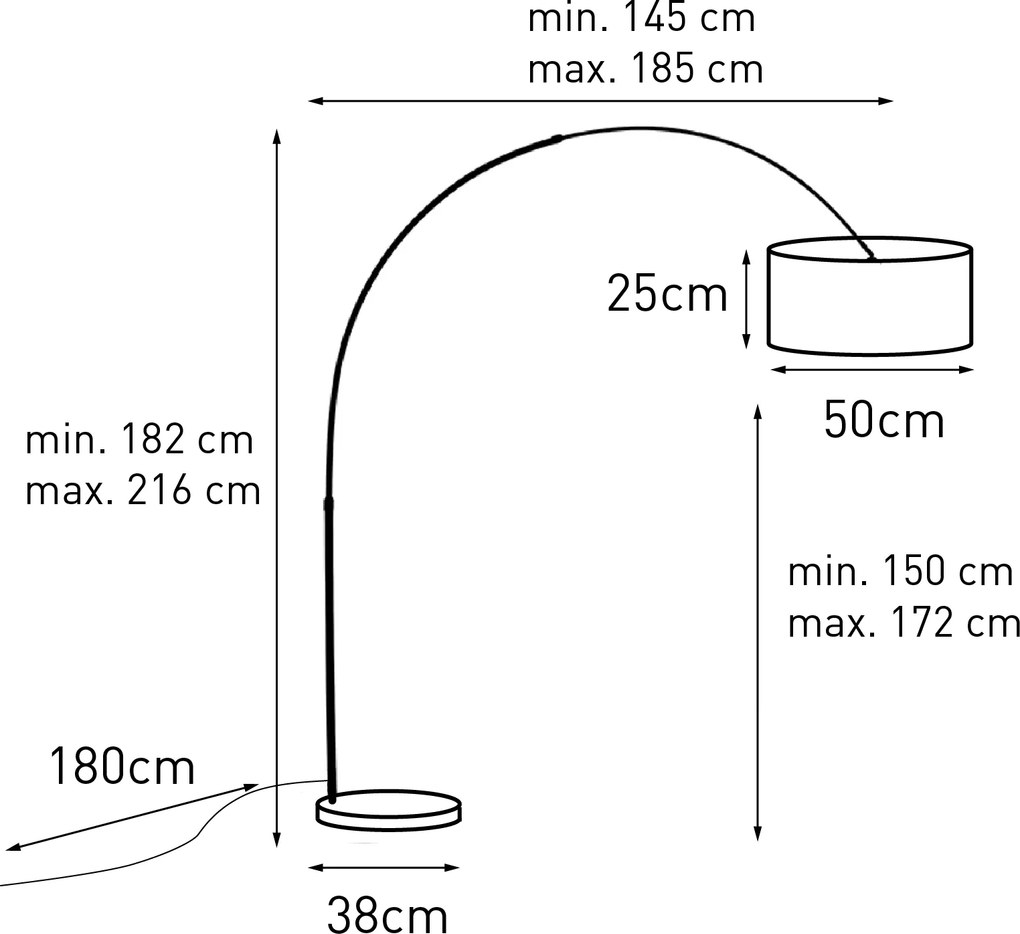 Lampă cu arc din oțel cu abajur verde mușchi 50/50/25 - XXL