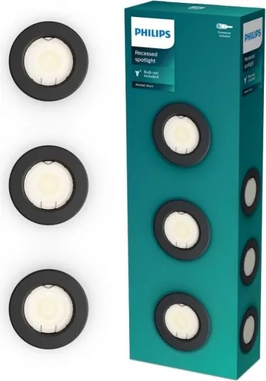 Philips - Set 3x spot încastrat PERIDOT 1xGU10/7W/230V negru