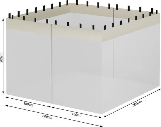 Plasă de țânțari pentru cort de grădină 3 x 3 m ALB