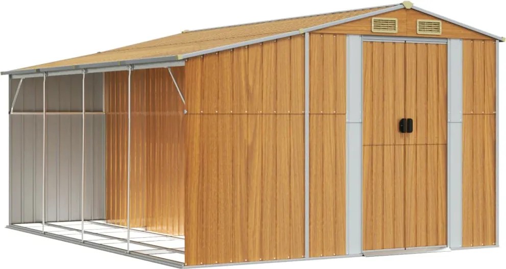 vidaXL Șopron de grădină maro deschis 277x365,5x179 cm oțel galvanizat